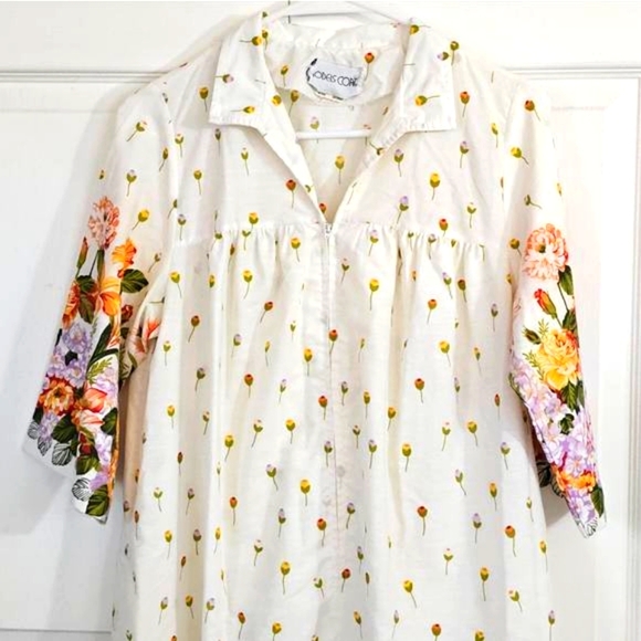 Vintage Models Coat Womens Housecoat Nightgown Pajamas 12 Relaxed Lounge Tulips - Picture 2 of 9